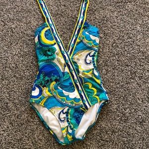 Trina Turk Floral Print Halter  Bathing Suit